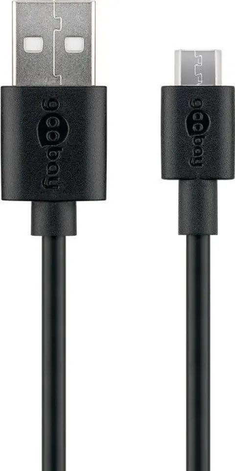 ⁨Goobay Micro USB charging and sync cable 46800 Black, USB 2.0 micro male (type B), USB 2.0 male (type A)⁩ w sklepie Wasserman.eu
