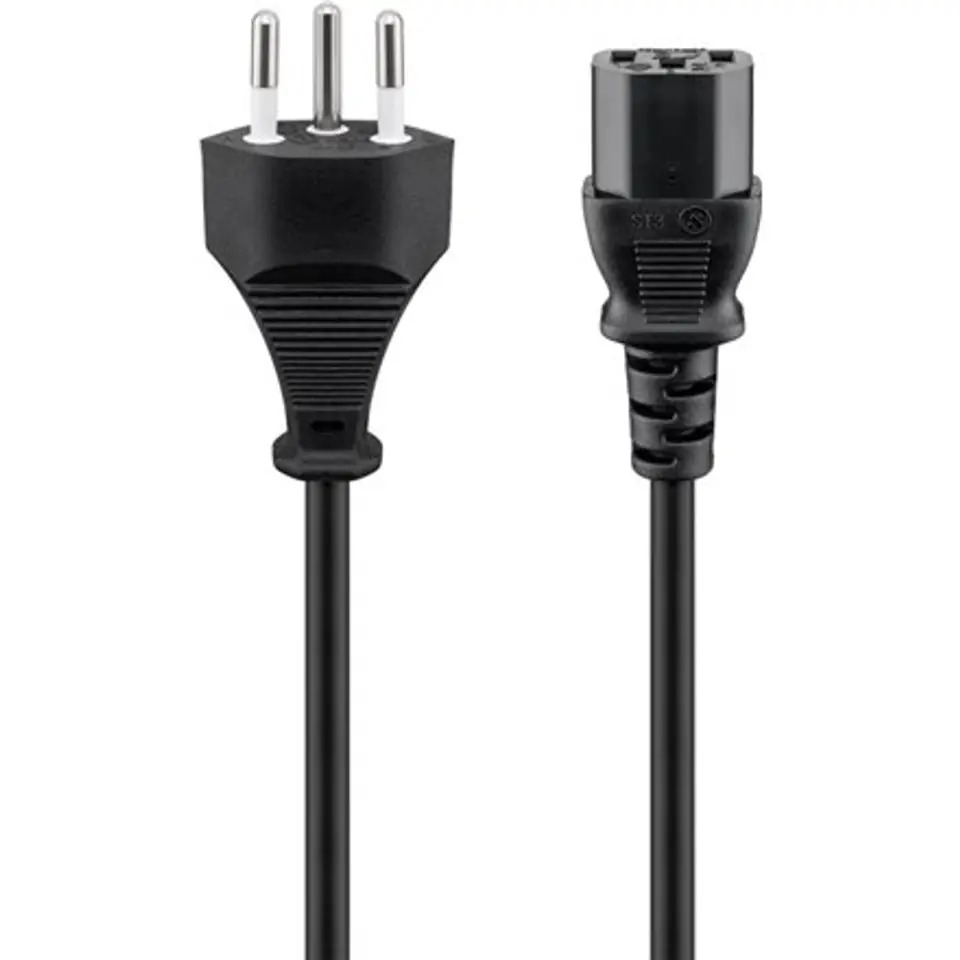 ⁨Goobay Power supply cord, Switzerland 93617 2 m, Black, Device socket C13 (IEC connection), Swiss male (type J, SEV 1011)⁩ w sklepie Wasserman.eu