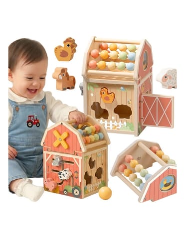 ⁨TOOKY TOY Drewniana Stodoła Aktywności Sorter Liczydło Montessori⁩ w sklepie Wasserman.eu