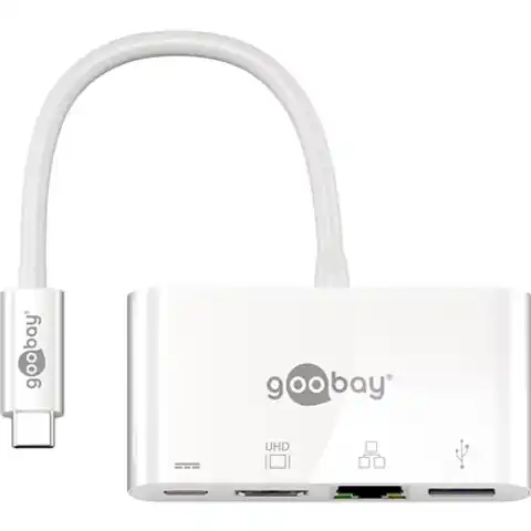 ⁨Goobay USB-C Multiport Adapter (HDMI + Ethernet, PD) 62105 White⁩ at Wasserman.eu