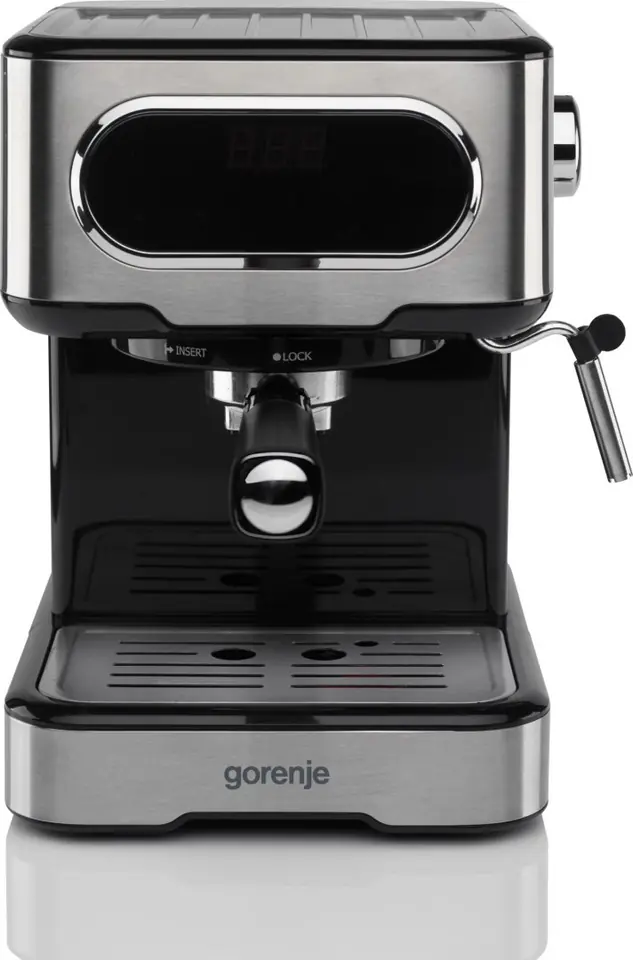 ⁨Gorenje | Coffee machine | ESCM15DBK | Pump pressure 15 bar | Built-in milk frother | Manual | 1100 W | Stainless steel⁩ w sklepie Wasserman.eu