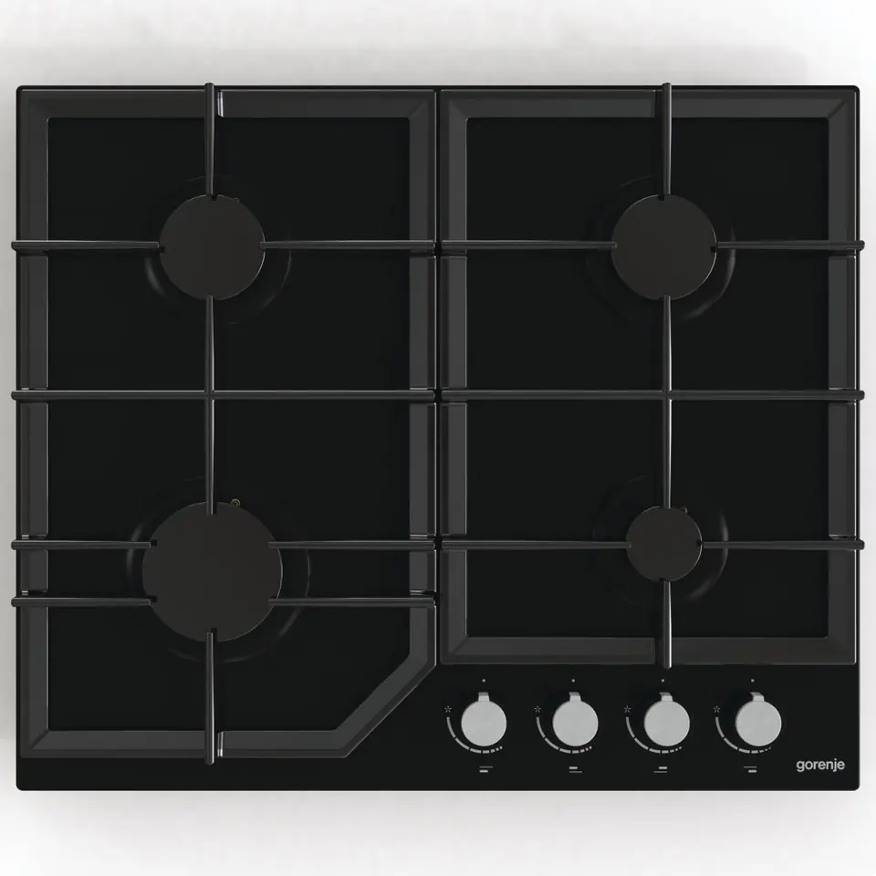 ⁨Gorenje | GT641KB | Hob | Gas on glass | Number of burners/cooking zones 4 | Rotary knobs | Black⁩ w sklepie Wasserman.eu