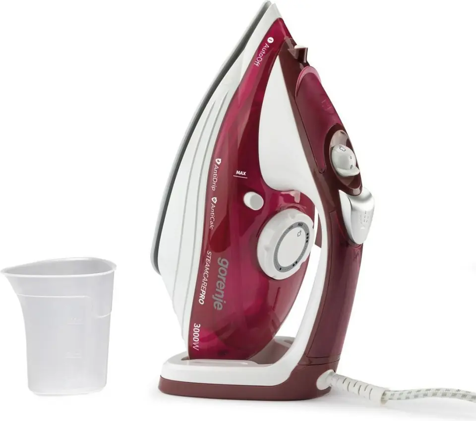 ⁨Gorenje Steam Iron SIH3000RBC Steam Iron, 3000 W, Water tank capacity 350 ml, Continuous steam 40 g/min, Red/White⁩ at Wasserman.eu