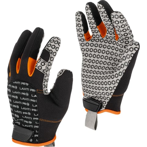 ⁨GLOVES MECHANIC BLACK-ORANGE L281808P, CARD, "8", CE, LAHTI⁩ at Wasserman.eu