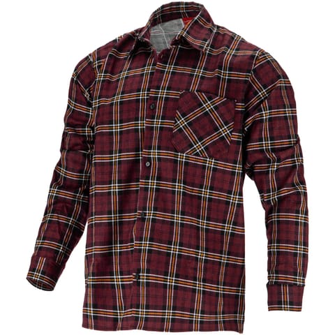 ⁨FLANNEL SHIRT, BURGUNDY PLAID, 170G/M2, "S", CE, LAHTI⁩ at Wasserman.eu