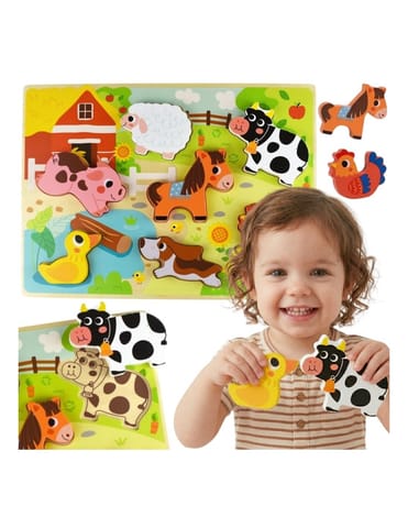 ⁨TOOKY TOY Drewniane Puzzle Montessori Zwierzątka Farma Dopasuj Kształty⁩ w sklepie Wasserman.eu
