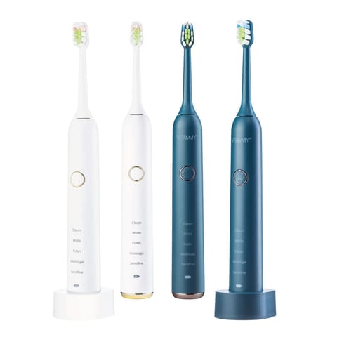 ⁨VITAMMY SYMPHONY WHITE i NAVY BLUE Szczoteczka soniczna do zębów z komfortową obudową, 2szt⁩ w sklepie Wasserman.eu