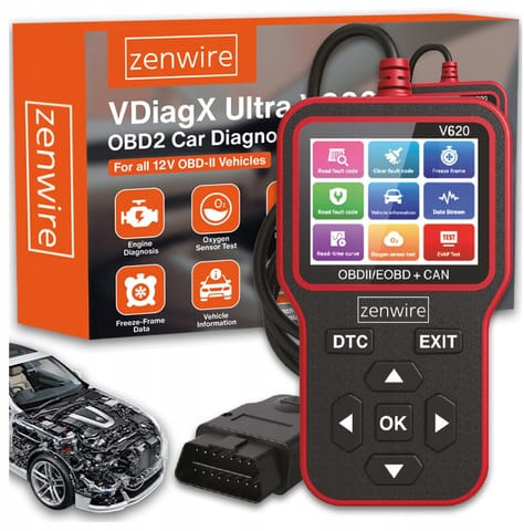 ⁨Interfejs Tester Skaner Diagnostyczny  OBD2 ELM327 CAN Zenwire V620⁩ w sklepie Wasserman.eu