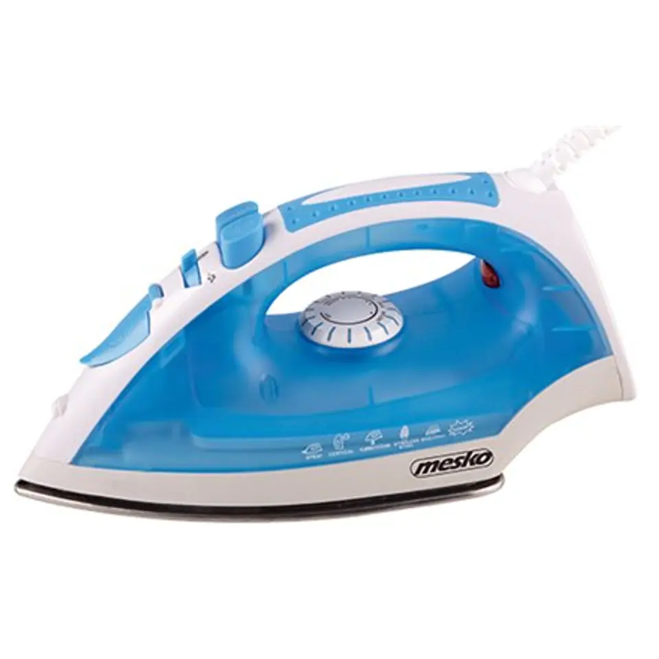 ⁨Iron Mesko MS 5023 Blue/White, 2200 W, With cord, Anti-scale system, Vertical steam function⁩ w sklepie Wasserman.eu