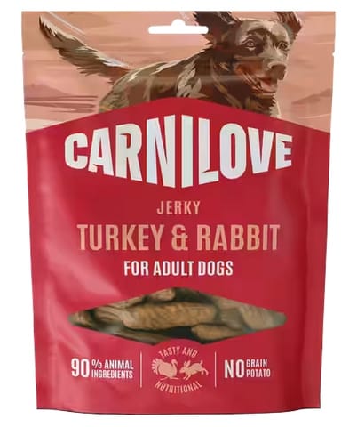 ⁨Carnilove Dog Jerky Turkey & Rabbit - indyk i królik 100g⁩ w sklepie Wasserman.eu