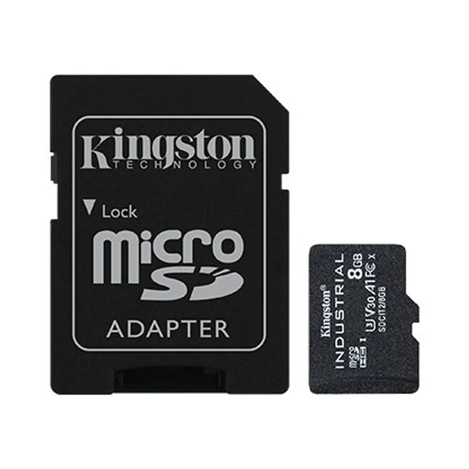 ⁨Kingston UHS-I 8 GB, microSDHC/SDXC Industrial Card, Flash memory class Class 10, UHS-I, U3, V30, A1, SD Adapter⁩ w sklepie Wasserman.eu