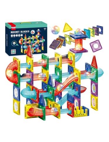 ⁨WOOPIE Klocki Magnetyczne Konstrukcyjne 3D Zestaw Edukacyjny Tor Kulkowy 105el.⁩ w sklepie Wasserman.eu