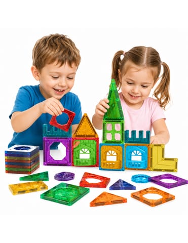 ⁨WOOPIE Klocki Magnetyczne Konstrukcyjne 3D Zestaw Edukacyjny Zamek 30el.⁩ w sklepie Wasserman.eu