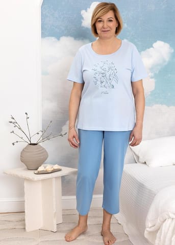 ⁨PIŻAMA REGINA 4009 NIEBIESKI XXL-4XL (kolor niebieski, rozmiar XXL)⁩ w sklepie Wasserman.eu