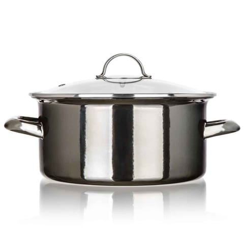 ⁨GARNEK EMALIOWANY 24cm 3,7L Z POKRYWĄ BANQUET METALLIC BLACK⁩ w sklepie Wasserman.eu