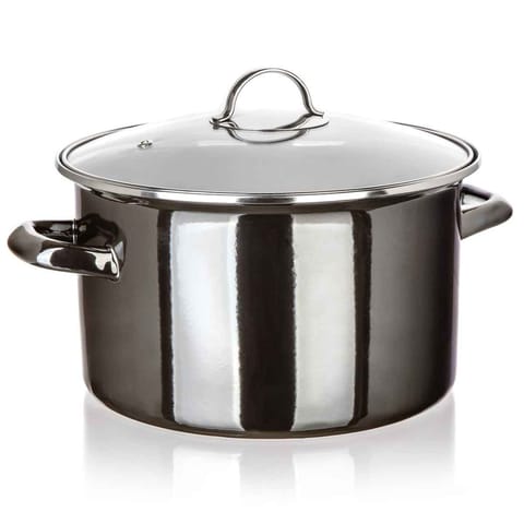 ⁨GARNEK EMALIOWANY 26cm 6L Z POKRYWĄ BANQUET METALLIC BLACK⁩ w sklepie Wasserman.eu