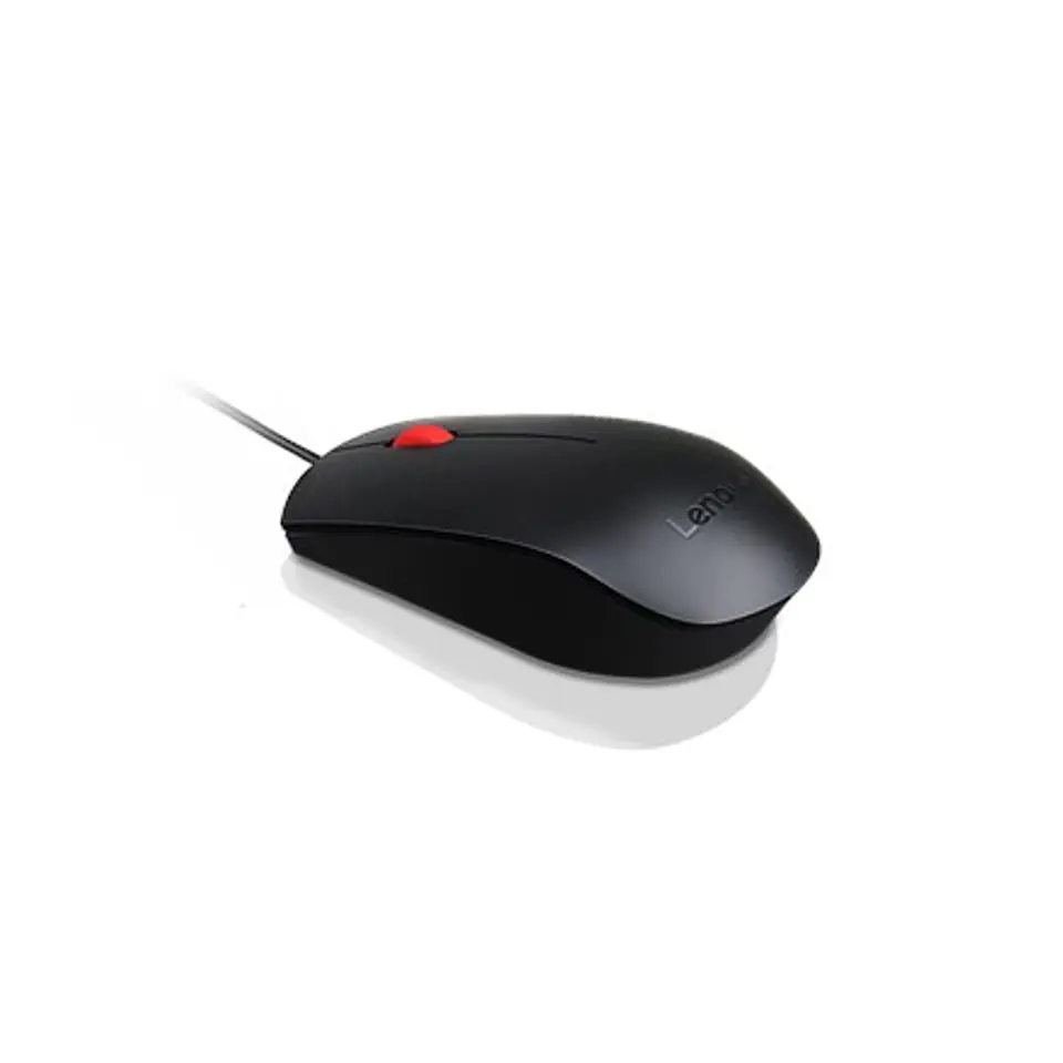 ⁨Lenovo Essential USB Wired Mouse, 1600 DPI, 1,8 m, 3 przyciski, czarna Lenovo⁩ w sklepie Wasserman.eu