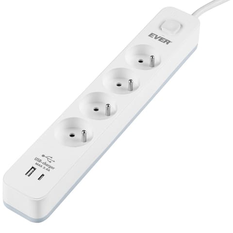 ⁨Listwa antyprzepięciowa PROTECT 4PL 1A1C USB T/LZ12-PRO015/1000⁩ w sklepie Wasserman.eu