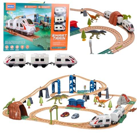 ⁨Kolejka Elektryczna Interaktywna Pociąg Wagony Tunel Wulkan Dinozaury 95 cm⁩ w sklepie Wasserman.eu