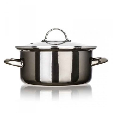 ⁨GARNEK EMALIOWANY 22cm 3,7L Z POKRYWĄ BANQUET METALLIC BLACK⁩ w sklepie Wasserman.eu