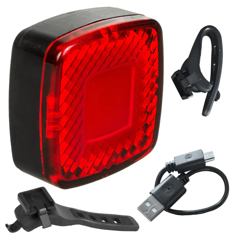 ⁨Lampka rowerowa tylna. Sensor zmierzchu. LED USB AUTO STOP COB⁩ w sklepie Wasserman.eu