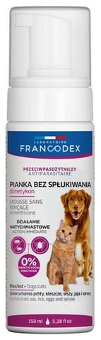 ⁨Francodex Pianka bez spłukiwania z dimetykonem dla psa i kota 150ml⁩ w sklepie Wasserman.eu