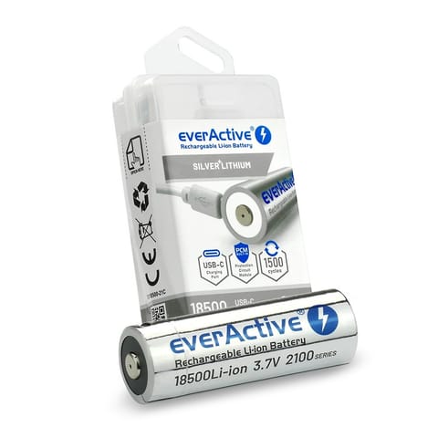 ⁨Rechargeble battery 18500 3,7V Li-ion 2100 mAh USB-C⁩ at Wasserman.eu