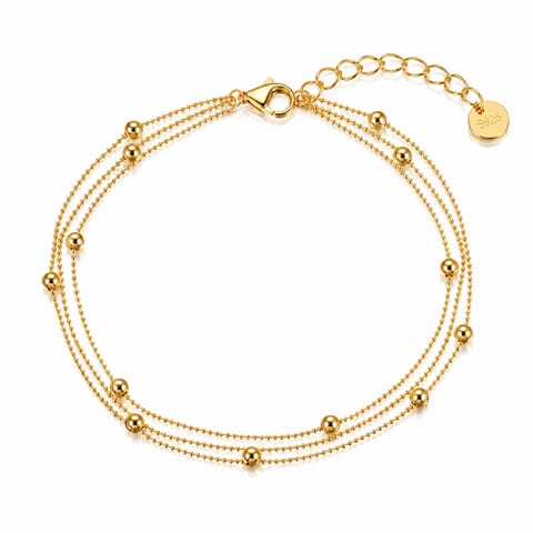 ⁨Potrójna bransoletka na rękę stal chirurgiczna pozłacana 14k złotem, kuleczki BST1746⁩ w sklepie Wasserman.eu