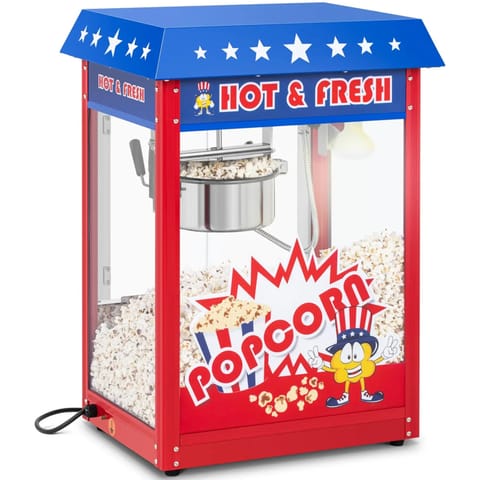 ⁨Maszyna do popcornu z niebieskim daszkiem TEFLON 1600W⁩ w sklepie Wasserman.eu