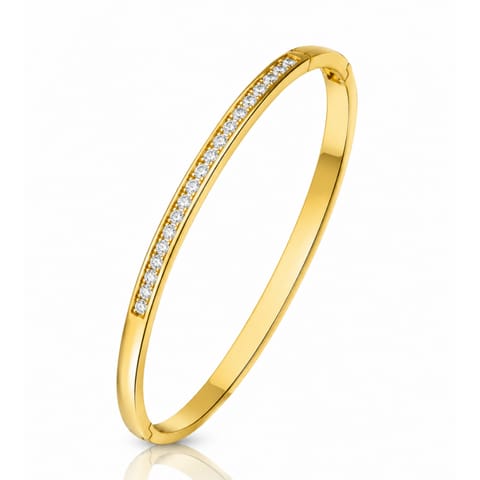 ⁨Bransoletka na rękę stal chirurgiczna pozłacana 14k złotem, cyrkonie, obręcz BST1755⁩ w sklepie Wasserman.eu
