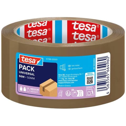 ⁨Taśma pakowa UNIVERSAL 66m x 50mm BRĄZOWA cicha 57188 TESA⁩ w sklepie Wasserman.eu