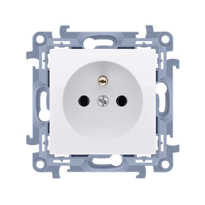 ⁨Simon 10 Gniazdo wtyczkowe z uziemieniem pojedyncze (moduł) 16A, 250V, szybkozłącza, biały CGZ1C.01/11⁩ w sklepie Wasserman.eu