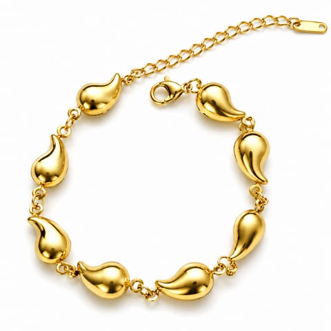 ⁨Bransoletka na rękę stal chirurgiczna pozłacana 14k złotem, krople BST1655⁩ w sklepie Wasserman.eu
