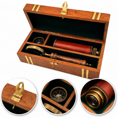 ⁨Ekskluzywny Zestaw Prezentowy Retro – Luneta, Kompas i Lupa - NC102369⁩ w sklepie Wasserman.eu