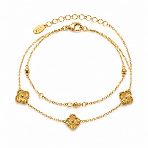 ⁨Bransoletka na rękę stal chirurgiczna pozłacana 14k złotem, koniczyny BST1638⁩ w sklepie Wasserman.eu