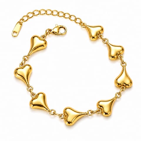 ⁨Bransoletka na rękę stal chirurgiczna pozłacana 14k złotem, serca BST1658⁩ w sklepie Wasserman.eu