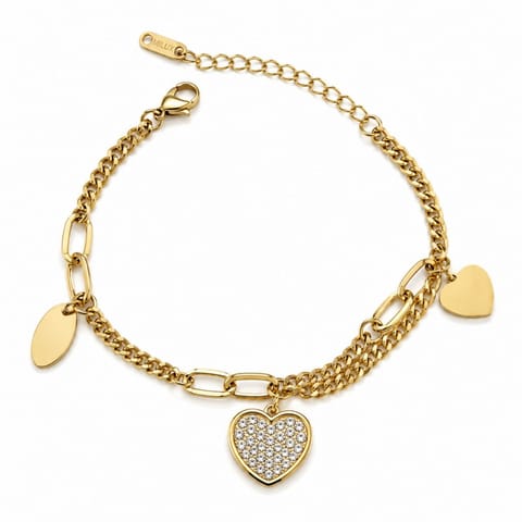 ⁨Bransoletka na rękę stal chirurgiczna pozłacana 14k złotem, serce BST1649⁩ w sklepie Wasserman.eu