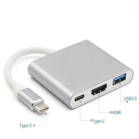 ⁨PLATINET MEDIA HUB USB-C 3.2 GEN1 5GB/S 3IN1 HDMI 4K USB-A 3.2 USB-C PD 100W ALUMINUM [46241]⁩ w sklepie Wasserman.eu