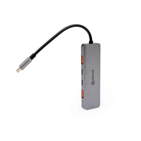 ⁨PLATINET MEDIA HUB USB-C TO 2X USB-A 3.2 GEN2 + 2X USB-C 3.2 GEN2 + USB-C PD 100W 5IN1 ALUMINIUM [46237]⁩ w sklepie Wasserman.eu