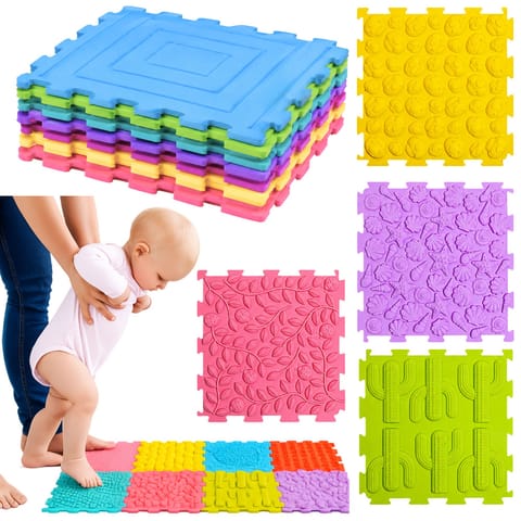 ⁨Sensoryczne Puzzle Silikonowe Mata Ścieżka Sensoryczna Kolorowe 25 cm 12el.⁩ w sklepie Wasserman.eu