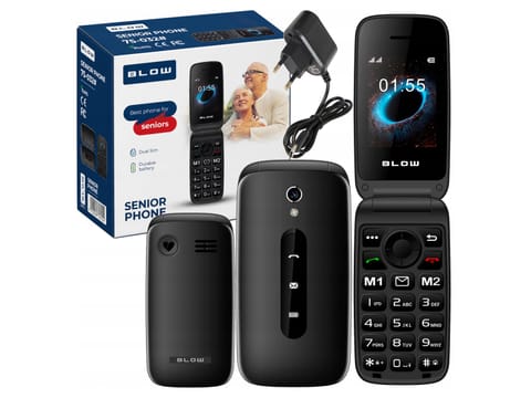 ⁨Telefon dla seniora BLOW Czarny z klapką S24⁩ w sklepie Wasserman.eu