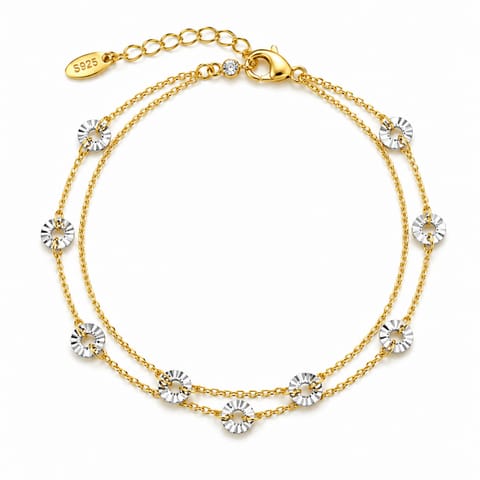 ⁨Podwójna bransoletka na rękę stal chirurgiczna pozłacana 14k złotem, BST1661⁩ w sklepie Wasserman.eu