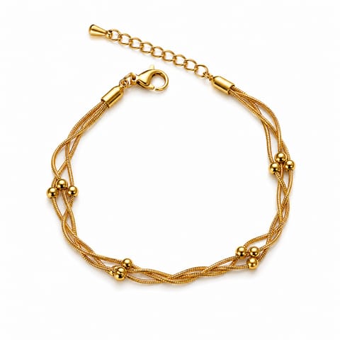 ⁨Potrójna bransoletka na rękę stal chirurgiczna pozłacana 14k złotem, BST1763⁩ w sklepie Wasserman.eu