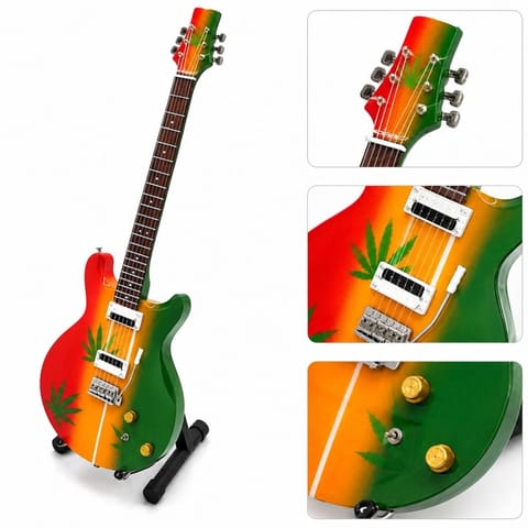 ⁨Mini gitara w stylu Bob Marley Tribute Ganja MGT-0468⁩ w sklepie Wasserman.eu