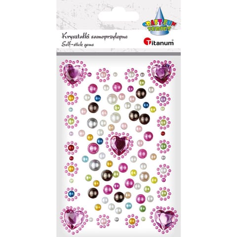 ⁨Kryształki samoprzylepne serca, perełki mix 363198 TITANUM⁩ w sklepie Wasserman.eu