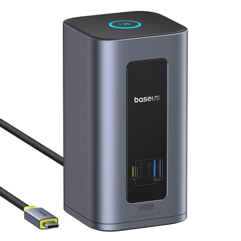 ⁨HUB stacja dokująca 12w1 USB-C do USB-C USB-A HDMI DisplayPort Rj45 - szara⁩ w sklepie Wasserman.eu