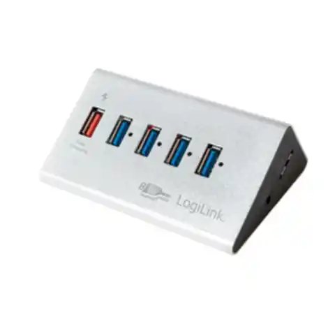 ⁨Logilink UA0227 USB 3.0 High Speed Hub 4-Port + 1x Fast Charging Port⁩ at Wasserman.eu