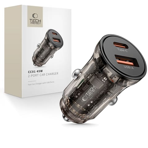 ⁨Ładowarka samochodowa USB-A USB-C 45 W - czarna⁩ w sklepie Wasserman.eu