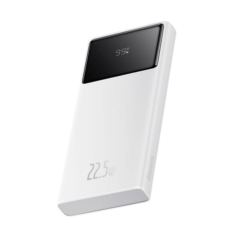 ⁨Powerbank 10000mAh USB-A USB-C z wyświetlaczem kablem 22.5W - biały⁩ w sklepie Wasserman.eu