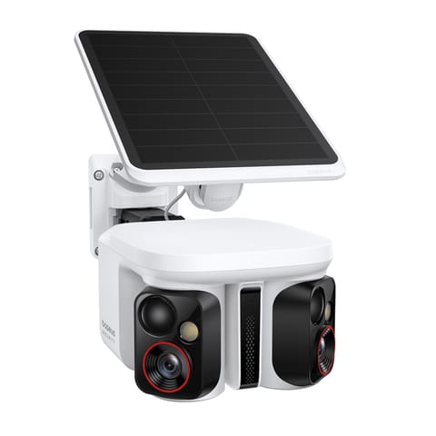 ⁨Kamera zewnętrzna do monitoringu z panelem słonecznym 3K IP65 - biała⁩ w sklepie Wasserman.eu